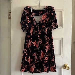 Forever 21 velvet floral print skater dress